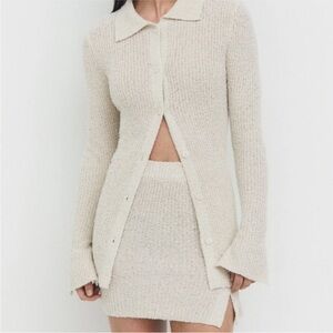 Ladies Mango‎ Cream Ivory Know Button Down Sweater Size Small